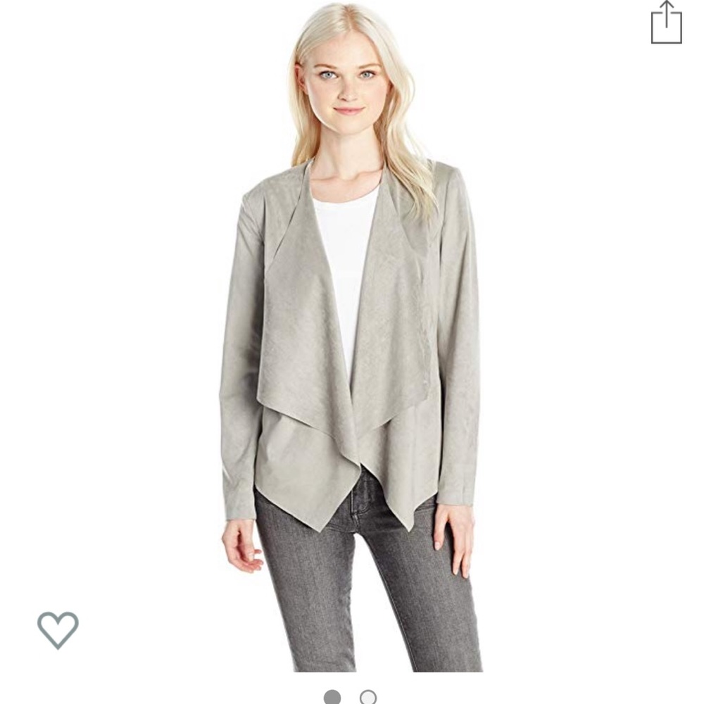 Vigoss Faux Suede Gray Wrap Jacket/Blazer - Picture 3 of 5